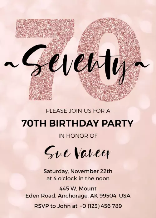 70th Birthday Invitation Wording Examples